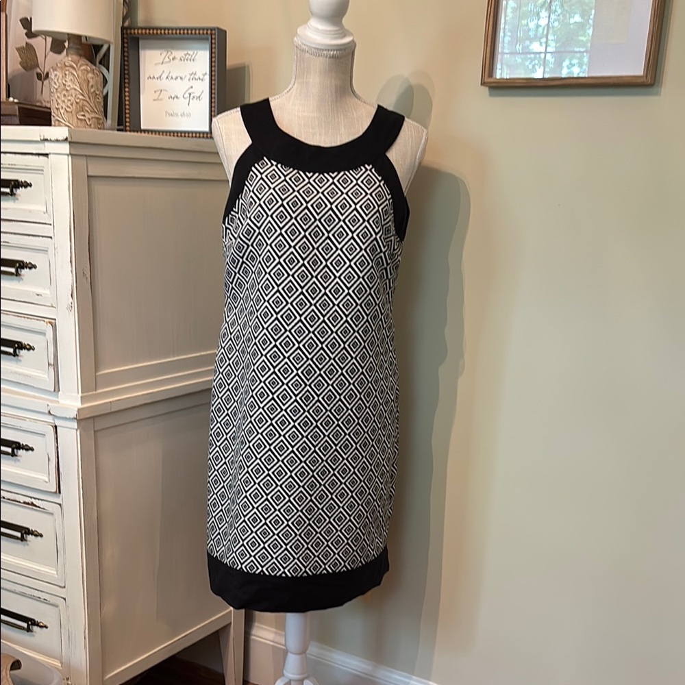 Elegant Black and White Geometric Dress